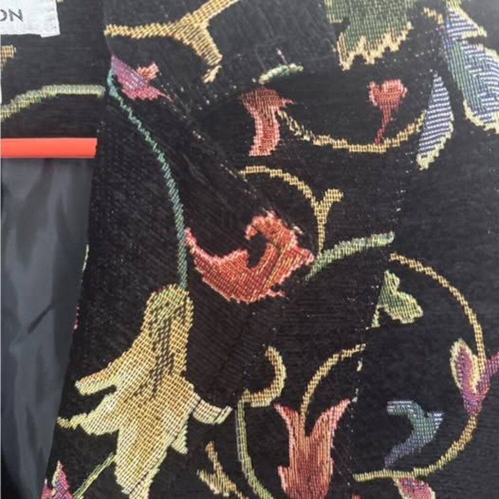 Vintage Erin London Black Floral Tapestry Blazer Jacket Women's Small - Picture 7 of 8